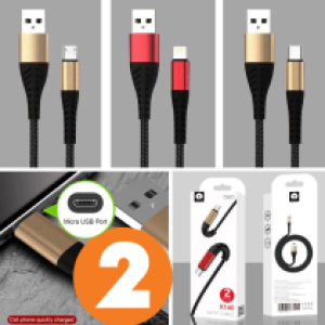 Cable Charger WUW X138 Micro 2PCs - ខ្សែសាកក្រណាត់ វ៉ូវ X138 ម៉ាយក្រូ មាន2ខ្សែ