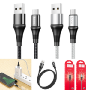 Cable Charger hoco X50 Micro - ខ្សែសាកក្រណាត់ ហូកូ X50 ម៉ាយក្រូ