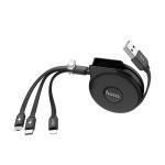 Cable Charger Hoco U50 3in1 (iPhone+Micro+Type C) - ខ្សែសាករមូ ហូកូ U50 អាយហ្វូន+ម៉ាយក្រូ+ថាយស៊ី