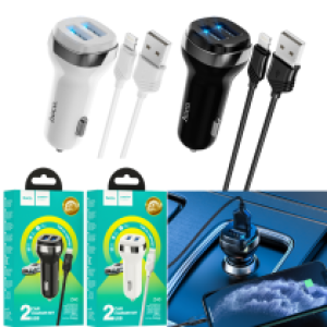 Power Car Charger hoco Z40 set(iPhone) - ឆ្នាំងសាកក្នុងឡាន Z40 រុនសាក2 ឈុតអាយហ្វូន