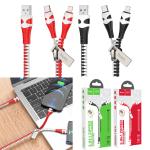 Cable Charger 2in1 hoco U97 (Lightning+Type-C) - ខ្សែសាកក្រណាត់ ហូកូ U97 (Lightning+Type-C)(2in1)