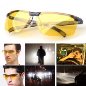 Glass yellow color night vision alloy frame - វ៉ែនតាការពារភ្លើងហ្វា ពណ័លឿង