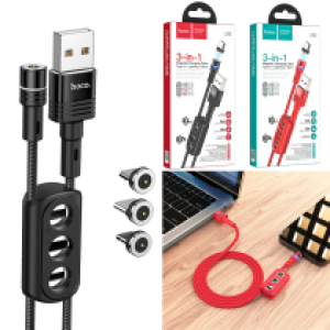 Cable Charger 3in1 Magnetic hoco U98(iPhone/Micro/Type-C) - ខ្សែសាកដែកឆក់ ហូកូ U20 ម៉ាយក្រូ+អាយហ្វូន+ថាយស៊ី