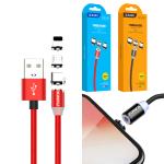 Cable Charger 3in1 Magnetic KSC-320 HAORUI(iPhone/Micro/Type-C) - ខ្សែសាកដែកឆក់ ហូកូ KSC-320 ម៉ាយក្រូ+អាយហ្វូន+ថាយស៊ី