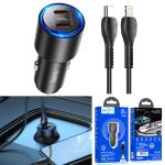 Power Car Charger PD40W hoco NZ3 set TypeC to iPhone - ឆ្នាំសាកក្នុឡាន ហូកូ NZ3 40W រុនសាក 2PD ខ្សែPD