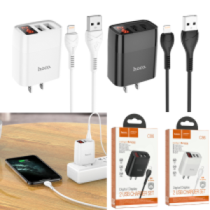 Power Charger Hoco C86 LED display iPhone Cable - ឆ្នាំងសាក ហូកូ C86 រុនសាក 2 មានអេក្រង់អំពែមានខ្សែ iPhone
