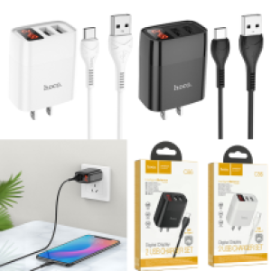 Power Charger Hoco C86 LED display TypeC Cable - ឆ្នាំងសាក ហូកូ C86 រុនសាក 2 មានអេក្រង់អំពែមានខ្សែ Type C