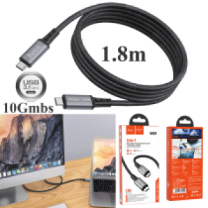 Cable Charger C-C hoco US01 TypeC to Type-C USB3.1 GEN2 10Gbps 100W(1.8m) - ខ្សែសាកក្រណាត់ ហូកូ X50 Type-C to Type-C USB3.1 GEN2 10Gbps(1.8ម៉ែត) 