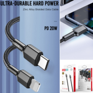 Cable Charger XO NB183A 20W(Type-C to iPhone) - ខ្សែសាកក្រណាត់ XO NB183A 20W(Type C to iPhone)