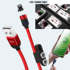 Cable Charger 3in1 Magnetic XO NB128(iPhone,TypeC,Micro) - ខ្សែសាកដែកឆក់ 3in1 XO NB128(iPhone,TypeC,Micro)