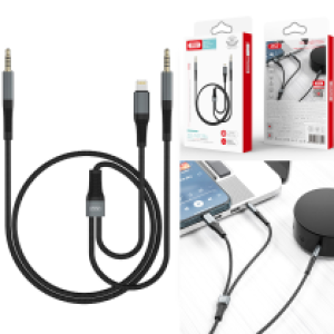 Converter Lightning/AUX to AUX 3.5mm XO NB-R178A 2in1 - ខ្សែបំឡែង ឌុយកាសម៉ូល 2in1 ទៅ (ឌុយសំប៉ែត,មូល) XO NB-R178A