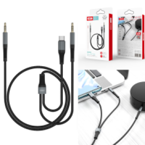 Converter TypeC/AUX to AUX 3.5mmXO NB-R178B 2in1 - ខ្សែបំឡែង ឌុយកាសម៉ូល 2in1 ទៅ (Type C,មូល) XO NB-R178B