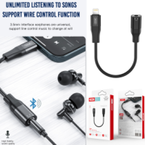 Converter Lightning to AUX Female XO NB181A - ឌុយបំលែងកាសទៅកាសម៉ូលនិងសាកថ្ម XO NB181A