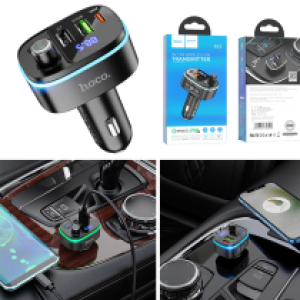 Car Bluetooth FM transmitter hoco E62 Fast PD20W+QC3.0 - ប្លូធូឡាន FM បញ្ជូនសំលេង ហូកូ E62 Fast PD20W+QC3.0