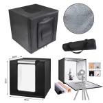Mini Studio Light Box 64x64x64cm with 3back Mat - ស្ទូឌីយ៉ូខ្នាតតូចមានភ្លើង 64x64x64cm មានកំរាល3ពណ៍