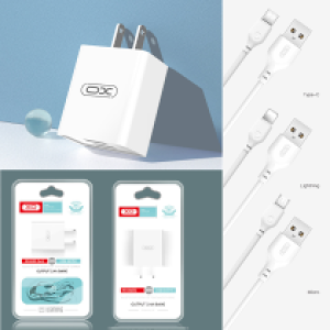 Power Charger XO L65 With iPhone Cable - ឆ្នាំងសាក អ៊ីចអូ L65 រុន USB 2 មានខ្សែ iPhone