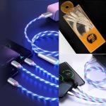 Cable Charger WUW-X161 3in1(Micro+iPhone+Type-C) Light - ខ្សែសាក WUW-X161 (Micro+iPhone+Type C)មានភ្លើងព័ណ