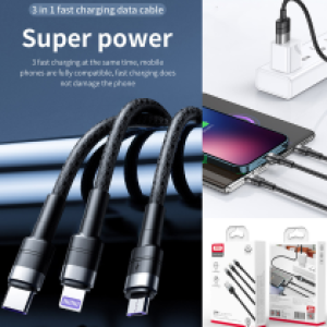 Cable Charger XO NB-Q191 40W 3in1(Micro,iPhone,Type C) - ខ្សែសាកក្រណាត់ XO NB-Q191 40W 3in1(Micro,iPhone,Type C)