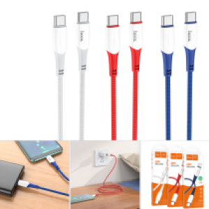Cable Charger hoco X70(Type-C To Type-C) 1m - ខ្សែសាកជ័រទន់ ហូកូ​ X70(Type-C To Type-C)1ម៉ែត