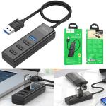 HUB Converter USB to USB3.0/USB2.0*3 hoco HB25 - ដុំបំបែក USB ហូកូ HB25(USB to USB3.0+USB2.0*3)