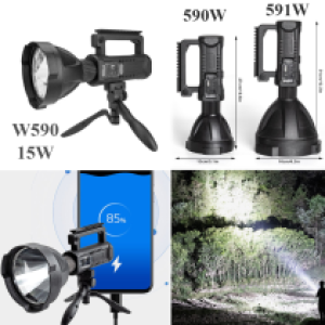 Torch Flashlight LED W590 8000mah 15W+Tripod - ពិល ឡាស៊ែ LED W590 8000mah 15W មានជើងត្រៃផត