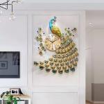 Wall Clock Peacock golden 916(75*65) - នាឡិកាជញ្ជាំង ក្ងោកមាស 916(75*65)