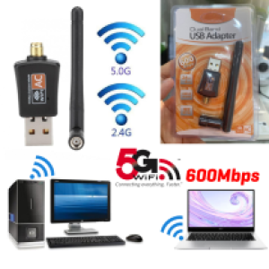 WIFI USB Dual Band 2.4+5Ghz 600Mbps+antennas - ឧបករណ៍ភ្ជាប់អ៊ិនធើនេត USB 2.4+5Ghz 600Mbps មានអង់តែន
