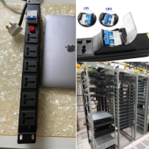 Power Strips 6Universal Socket PDU Rack+Circuit breaker - ព្រីភ្លើង ទូរែក 6រុនដោត មានឌីសង់ទ័រ 