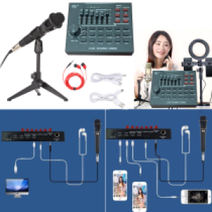 Microphone with Live Sound Controller set V8+ - ក្បាលមេក្រូឈុតជាមួយអំព្លី V8+