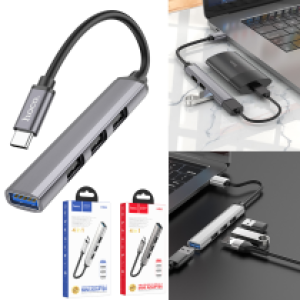 Converter TypeC to USB3.0/USB2.0*3 hoco HB26 Hub 4in1 - ដុំបំបែក USB ហូកូ HB26(Type-C to USB3.0+USB2.0*3)