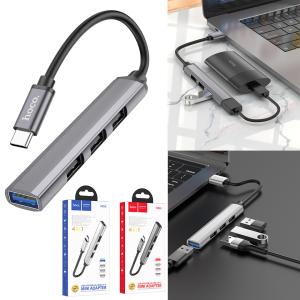 Converter TypeC to USB3.0/USB2.0*3 hoco HB26 Hub 4in1 - ដុំបំបែក USB ហូកូ HB26(Type-C to USB3.0+USB2.0*3)