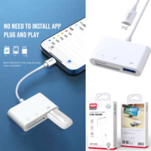 Converter Lightning to USB+TF+SD XO HUB006 OTG - ឌុយបំឡែង OTG XO HUB006 ឌុយអាយហ្វូនទៅ USB+TF+SD
