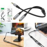 Converter AUX to AUX 2female hoco UPA21 2in1 - ខ្សែសំឡេង តបន្ថែម hoco UPA21 2-in-1(male to 2*female)