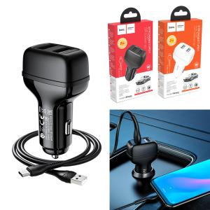 Power Car Charger Hoco ​Z36 Cable Micro - ឆ្នាំងសាកក្នុងឡាន Z36 រុន 2 មានខ្សែ Micro