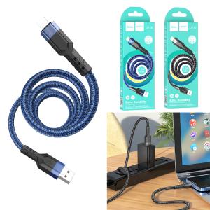 Cable Charger Hoco U110 iphone 1.2m - ខ្សែសាកស្រោបក្រណាត់ ហូកូ​ U110 អាយហ្វូន