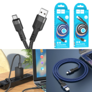 Cable Charger Hoco U110 Type-C 1.2m - ខ្សែសាកស្រោបក្រណាត់ ហូកូ​ U110 TypeC