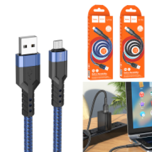 Cable Charger Hoco U110 Micro 1.2m - ខ្សែសាកស្រោបក្រណាត់ ហូកូ​ U110 Micro