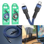 Cable Charger Hoco U110 PD20W TypeC to iPhone - ខ្សែសាកស្រោបក្រណាត់ ហូកូ​ U110 PD 20W