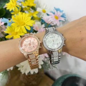 Watch Women Golden Bling WSN01 - នាឡិការដៃស្រី ទឹកមាសមានត្បូង WSN01