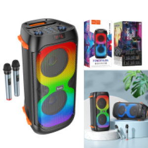 Speaker Bluetooth hoco BS53 (2 Wireless Mics) - បាស់ប្ល៊ូធូសប្រើថ្ម  ហូកូ BS53 មានមេក្រូប៊្លូធូស2