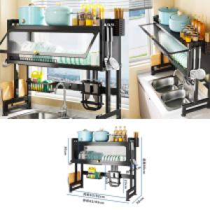 kitchen sink organizer 2layer 30X80X95cm EM - ធ្នើដាក់ចានលើឡាប៊ូលាងចាន ២ជាន់​ 30X80X95cm EM