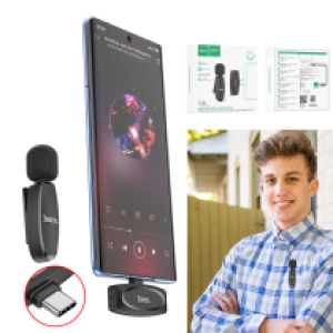 Microphone LIVE Wireless hoco L15 Crystal lavalier Type-C - ក្បាលមេក្រូអត់ខ្សែ hoco S15 Crystal lavalier Type C