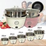 Electric hot pot with steamer 2horse 24cm non-stick - ឆ្នាំងស៊ុបអគ្គិសនី 24cm nternational បាតខ្មៅ សេះក្បាល២