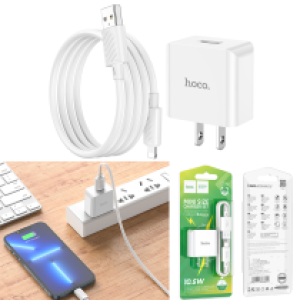 Power Charger hoco C106 Set Lightning - ឆ្នាំងសាក​ ហូកូ C106 ឈុតខ្សែ iPhone