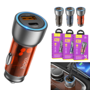 Power Car Charger PD/PPS/QC/AFC/FCP hoco NZ8 Adaptor - ឆ្នាំសាកក្នុឡាន ហូកូ NZ8 43W PD25W+QC3.0