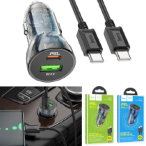 Power Car Charger PD/QC/FCP/AFC hoco Z47A Set TypeC to TypeC - ឆ្នាំសាកក្នុឡាន ហូកូ Z47A PD30W+QC3.0 ឈុត(C to C)