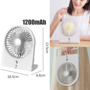 Fan Rechargeable with Lamp 1200mAh - កង្ហាសាកភ្លើង លើតុ មានភ្លើង 1200mAh