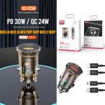Power Car Charger PD/AFC/FCP/SCP/BC1.2/DCP XO CC50 Set TypeC to TypeC - ឆ្នាំងសាកក្នុងឡាន អ៊ិចអូ CC50 PD+AFC+FCP+SCP+BC1.2+DCP ឈុត(C to C)