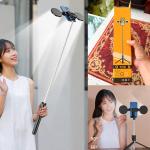 Selfie Stick Tripod Bluetooth Remote T17 1.7m 2LED Flash - ជើងត្រៃផត ដងថតប្លូធូសតេឡេ T17 1.7 ម៉ែត មានផ្លាស២ គ្រាប់