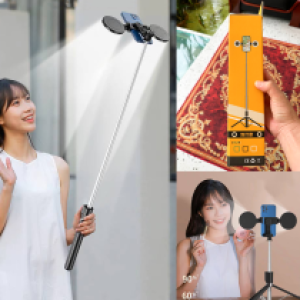 Selfie Stick Tripod Bluetooth Remote T17 1.7m 2LED Flash - ជើងត្រៃផត ដងថតប្លូធូសតេឡេ T17 1.7 ម៉ែត មានផ្លាស២ គ្រាប់